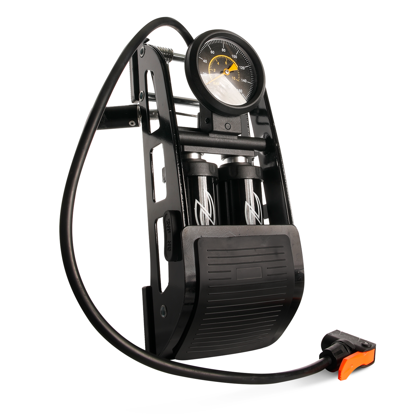 Zol Double Barrel Bike Floor Foot Pump ,Portable Air Pump Inflator Pump with 160PSI Precision Pressure Gauge Fits Presta Schrader and Deutschland Valve for Bicycle