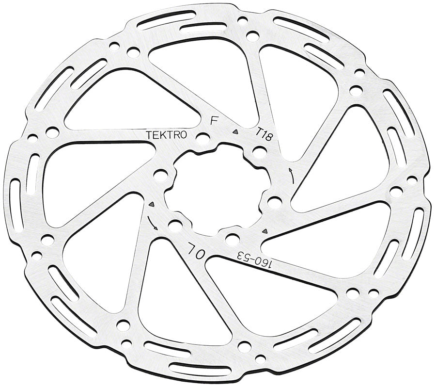 Tektro TR160-53 Disc Rotor - 160mm, 6-Bolt, 1.8mm Thickness, For 4-Piston Calipers, Silver