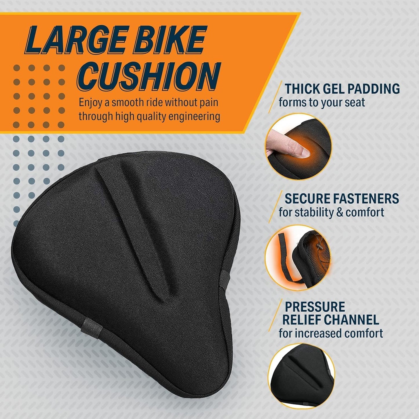 Padded Gel Bike Seat Cover Black Bike Saddle Cushion Peloton