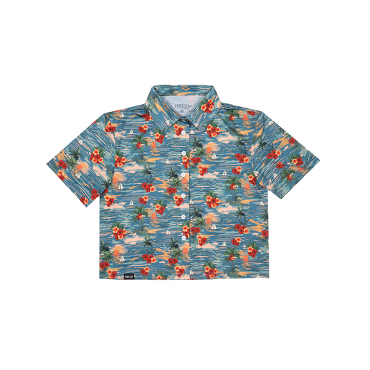 Cropped FlexGRID Button Up - Sunburn Shred