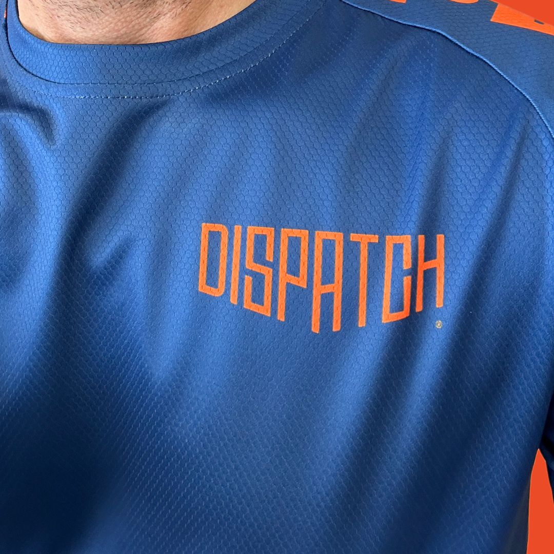 Dispatch Blue & Orange Checkerboard 3/4 Sleeve Mountain Bike Jersey
