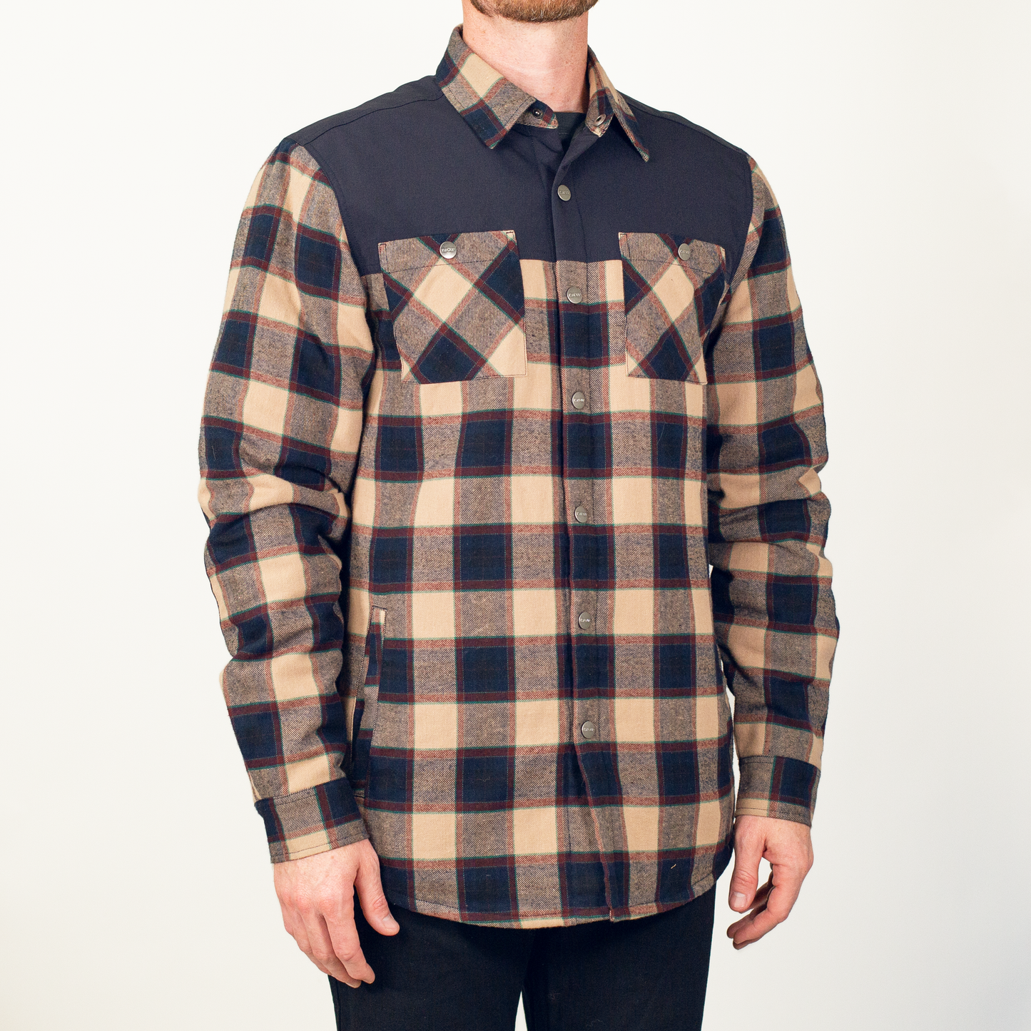 Flannel Jacket - Navy/Tan Plaid