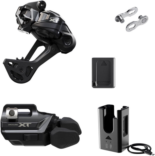 Shimano Deore XT M8250 Di2 Wireless Upgrade Kit - M8250-SGS Rear Derailleur, M8250-IR I-SPEC EV Shifter, Battery, Charger, Quick Link