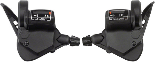 microSHIFT TS38 Thumb-Tap Shifter Set - 7 Speed, Triple, Optical Gear Indicator, Shimano Compatible