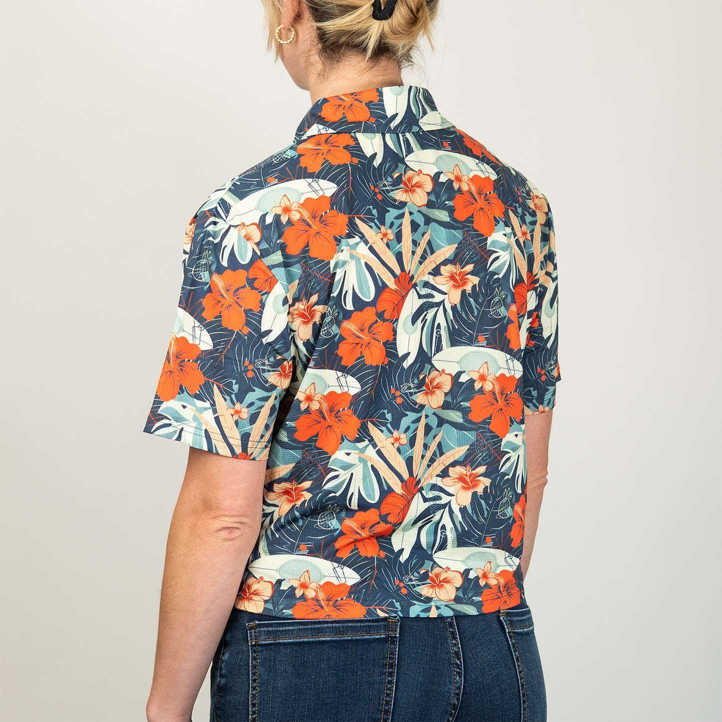 Cropped FlexGRID Button Up - Paradise Pedal