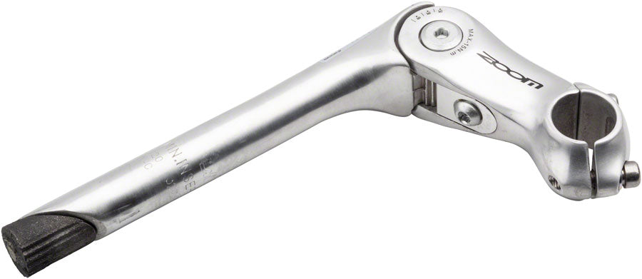 Zoom Quick Comfort Adjustable Stem - 90mm, 25.4 Clamp, Adjustable 80-150deg, 25.4-24tpi Quill, Aluminum, Silver
