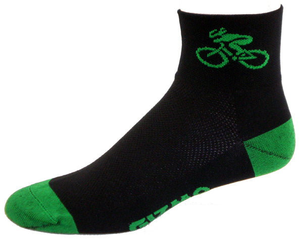 Gizmo Socks - Bicycle - Black/Green - Medium only