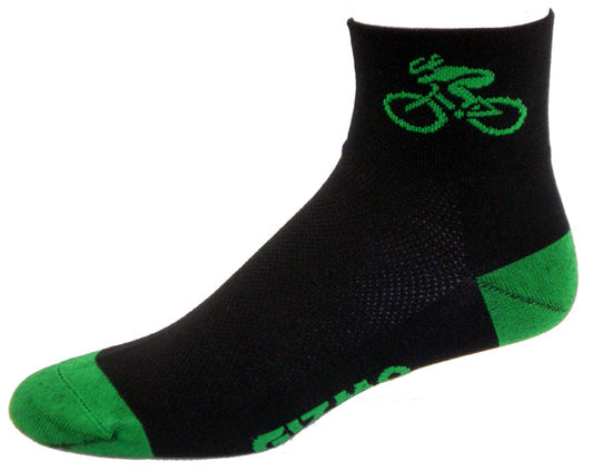 Gizmo Socks - Bicycle - Black/Green - Medium only