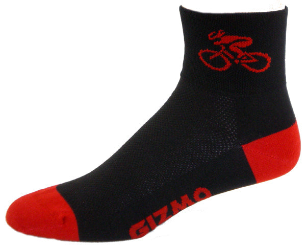 Gizmo Socks - Bicycle - Black/Red - Small Only