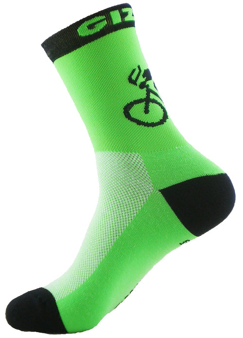 GIZMO Socks - G-Man Bicycle 6" - Neon Green - Small & Medium