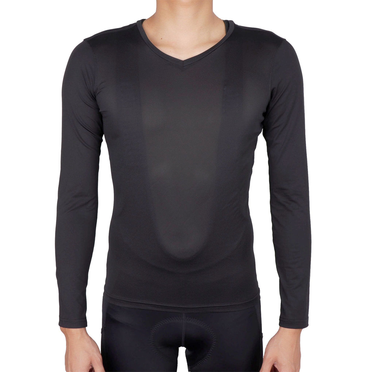 Men's Mesh Base Layer - Black Long Sleeve Cycling Undershirt