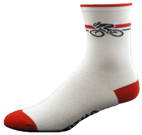 GIZMO Socks - Bicycle 5" - White/Red - Small & Medium