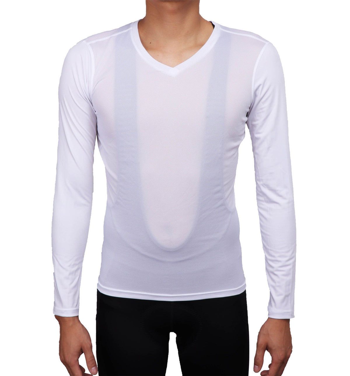 Men's Mesh Base Layer - White Long Sleeve Cycling Undershirt