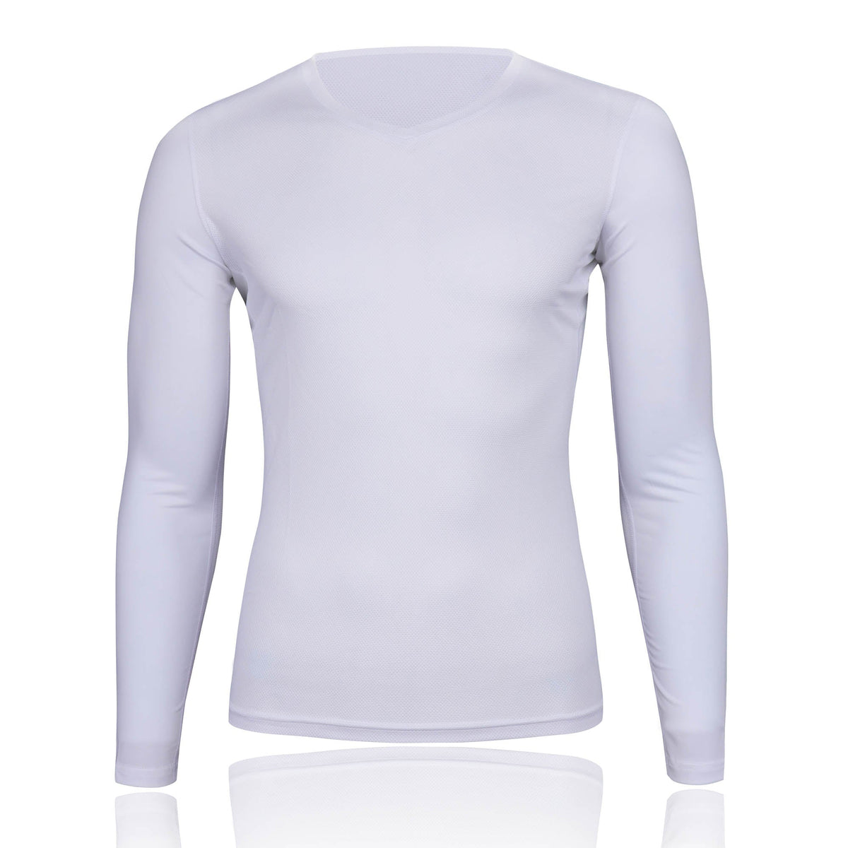 Men's Mesh Base Layer - White Long Sleeve Cycling Undershirt