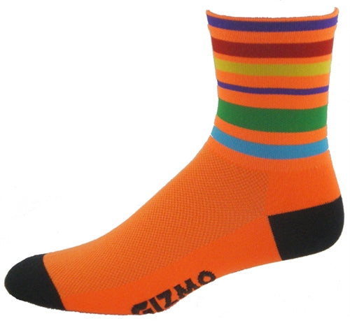 Gizmo Socks - Velo Stripes 6" - Orange - Medium Only
