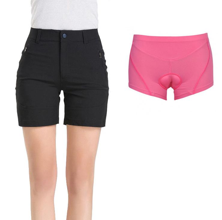 Women's Commuter Urban Casual Cycling Bike Shorts with Padded Underliner - Two Shorts in One