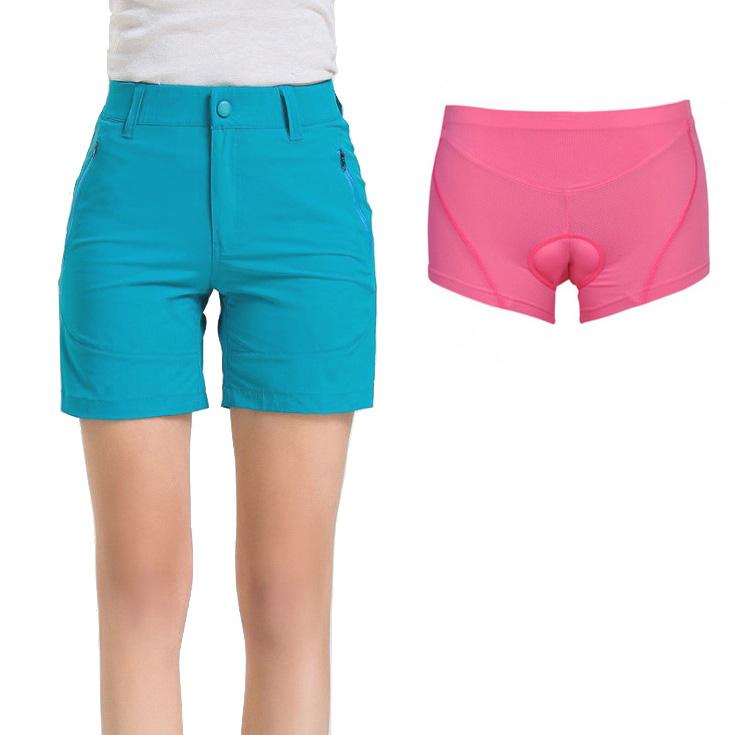 Women's Commuter Urban Casual Cycling Bike Shorts with Padded Underliner - Two Shorts in One