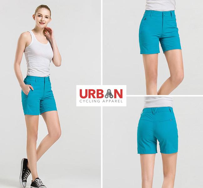 Women's Commuter Urban Casual Cycling Bike Shorts with Padded Underliner - Two Shorts in One