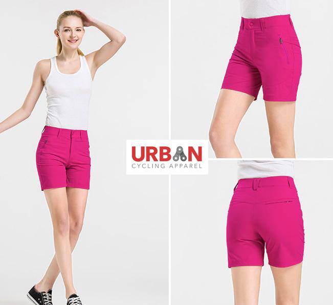 Women's Commuter Urban Casual Cycling Bike Shorts with Padded Underliner - Two Shorts in One