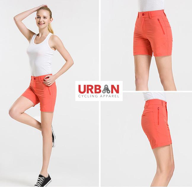 Women's Commuter Urban Casual Cycling Bike Shorts with Padded Underliner - Two Shorts in One