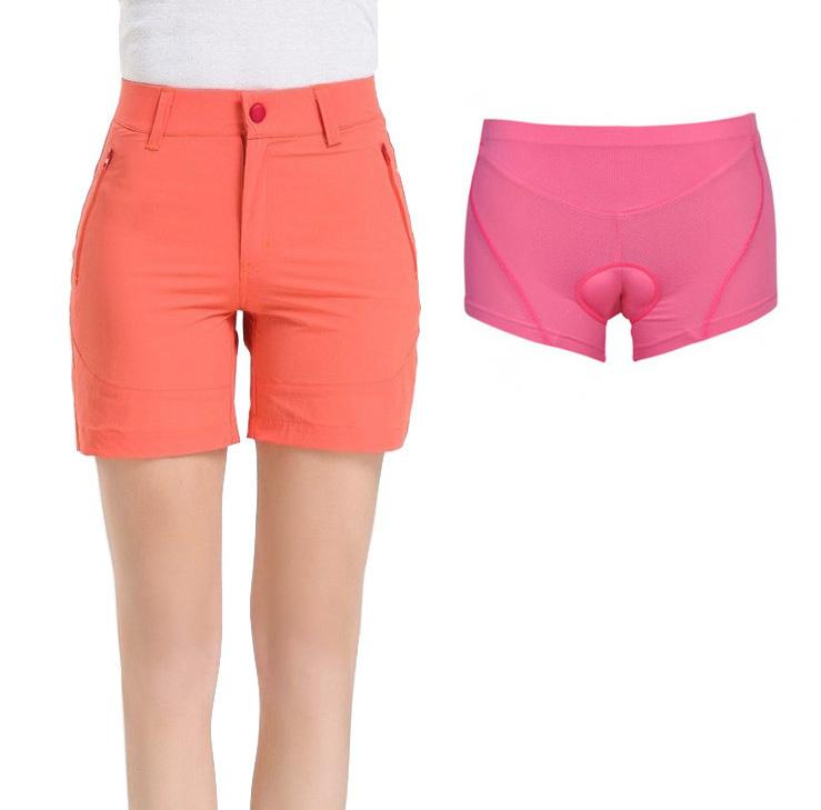 Women's Commuter Urban Casual Cycling Bike Shorts with Padded Underliner - Two Shorts in One