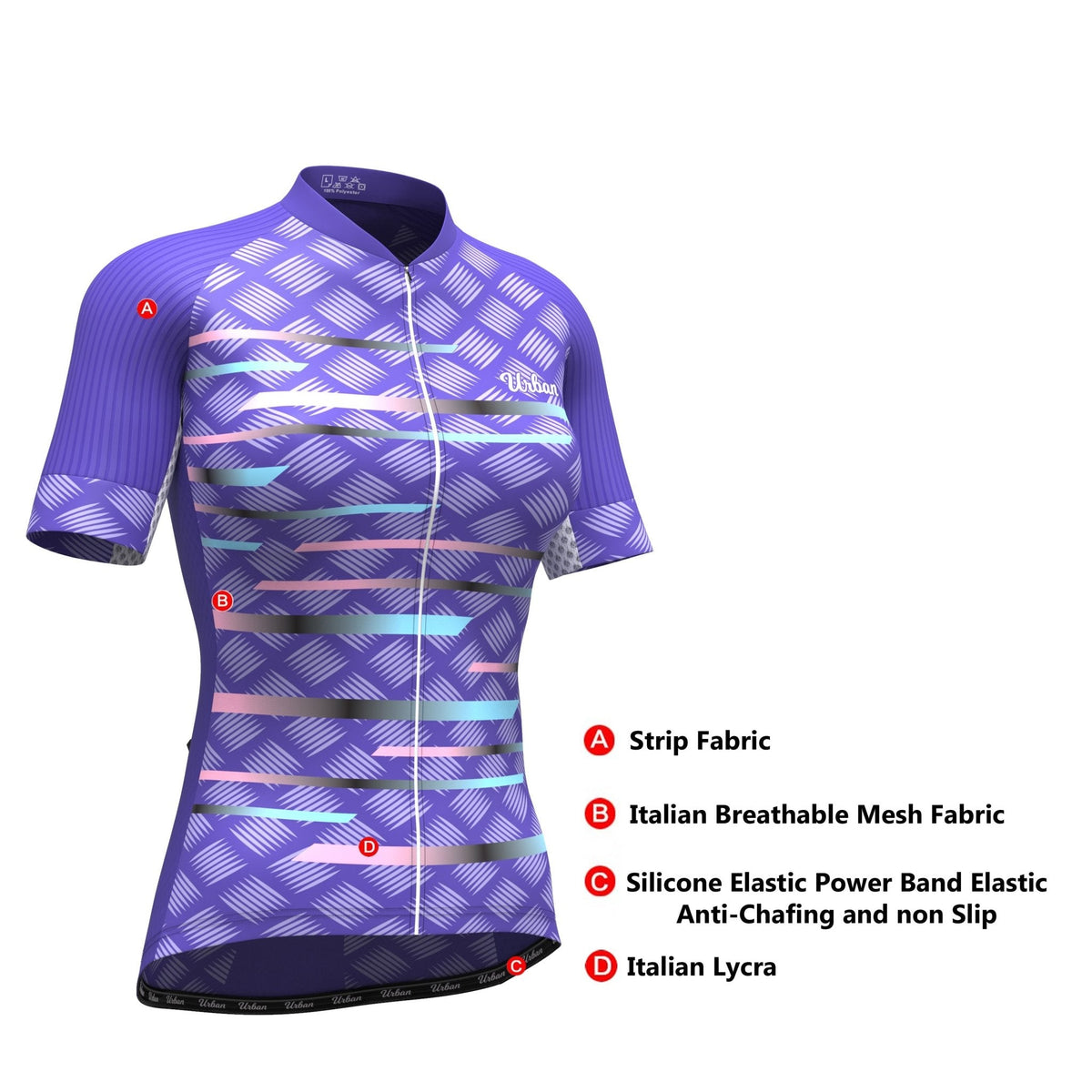 Women's Pro Series Purple Cycling Short Sleeve Jerseys / Bib Shorts