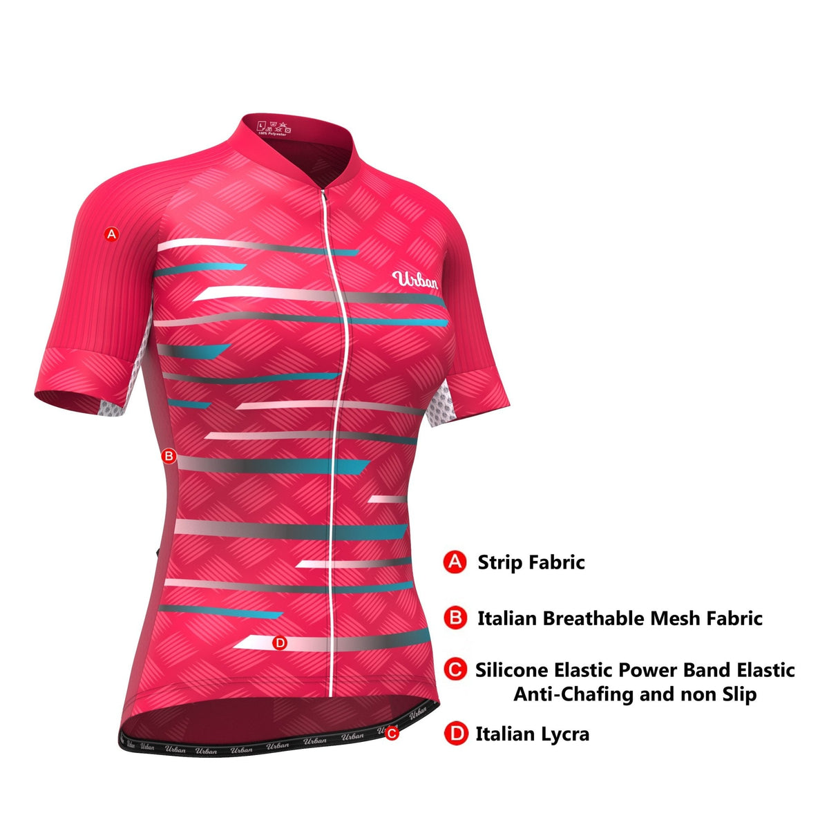 Women's Pro Series Red Cycling Short Sleeve Jerseys / Bib Shorts