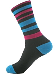 GIZMO Wooly-G Socks - Velo Stripes - Turquoise/Pink - Medium Only